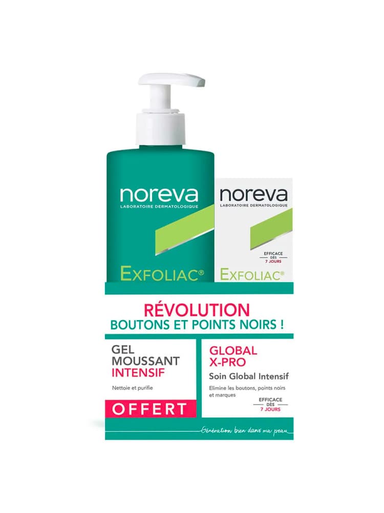 Noreva Exfoliac Gel Moussant Intensif Flacon 400 ml + Global X-Pro 30 ml - Promotion